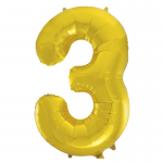 34inch Gold Number 3 Foil Balloon 53833