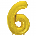34inch Gold Number 6 Foil Balloon 53836
