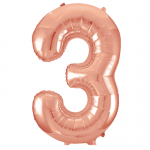 34inch Rose Gold Number 3 Foil Balloon 55873