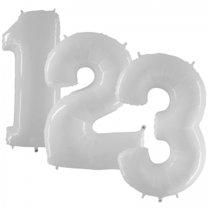 White Number Balloons