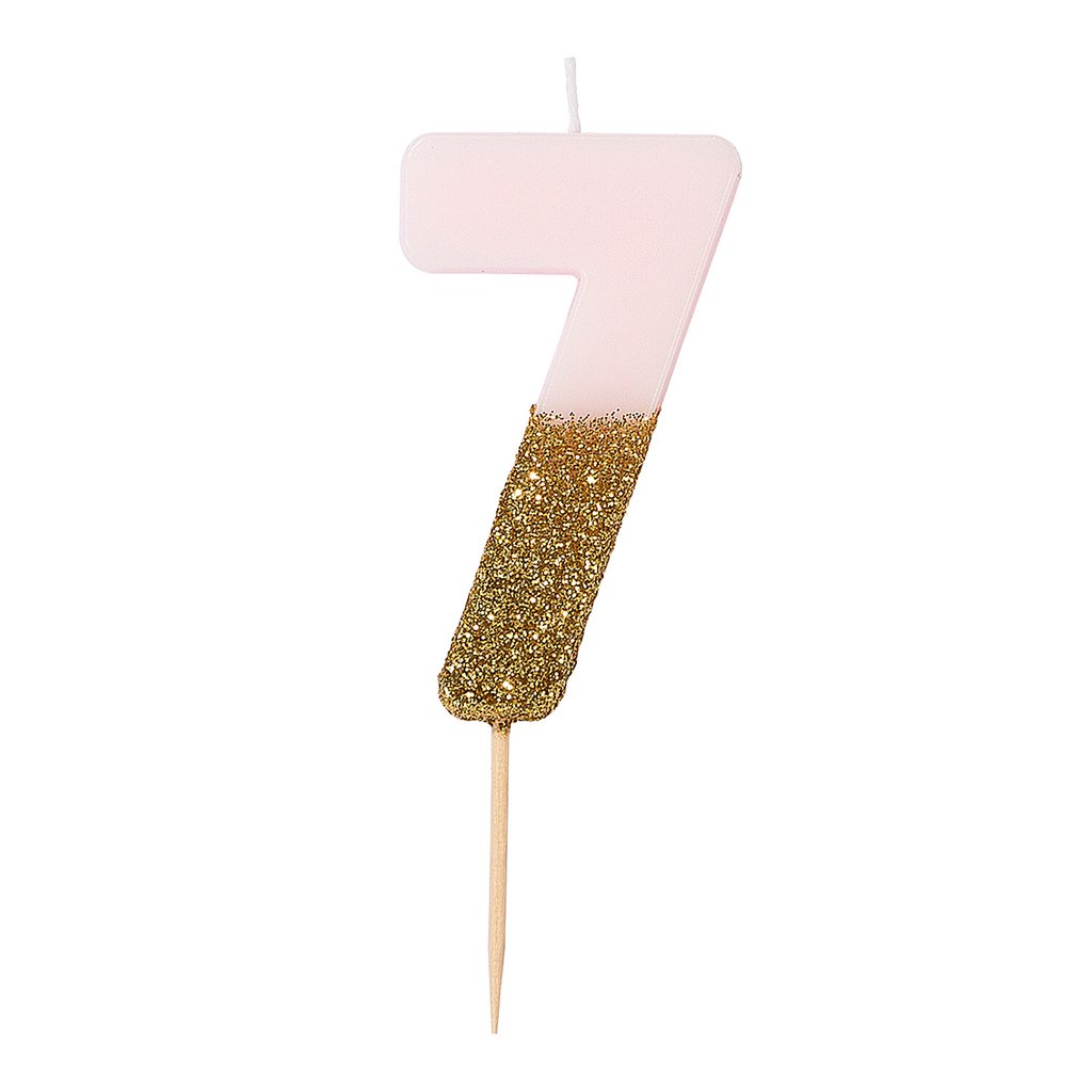 PINK GLITTER NUMBER 7 CANDLE Partiloons